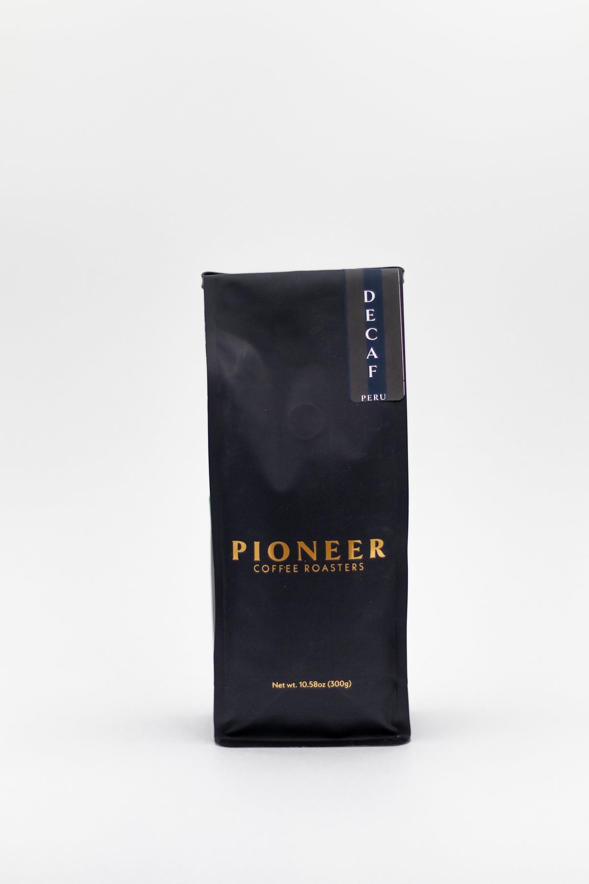 Pioneer Coffee Roasters Peruvian Organic Swiss Water Decaf coffee bag, back label