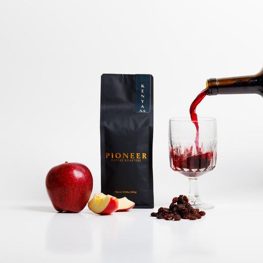 Pioneer Coffee Roasters Kenya Mystery washed coffee bag, front label